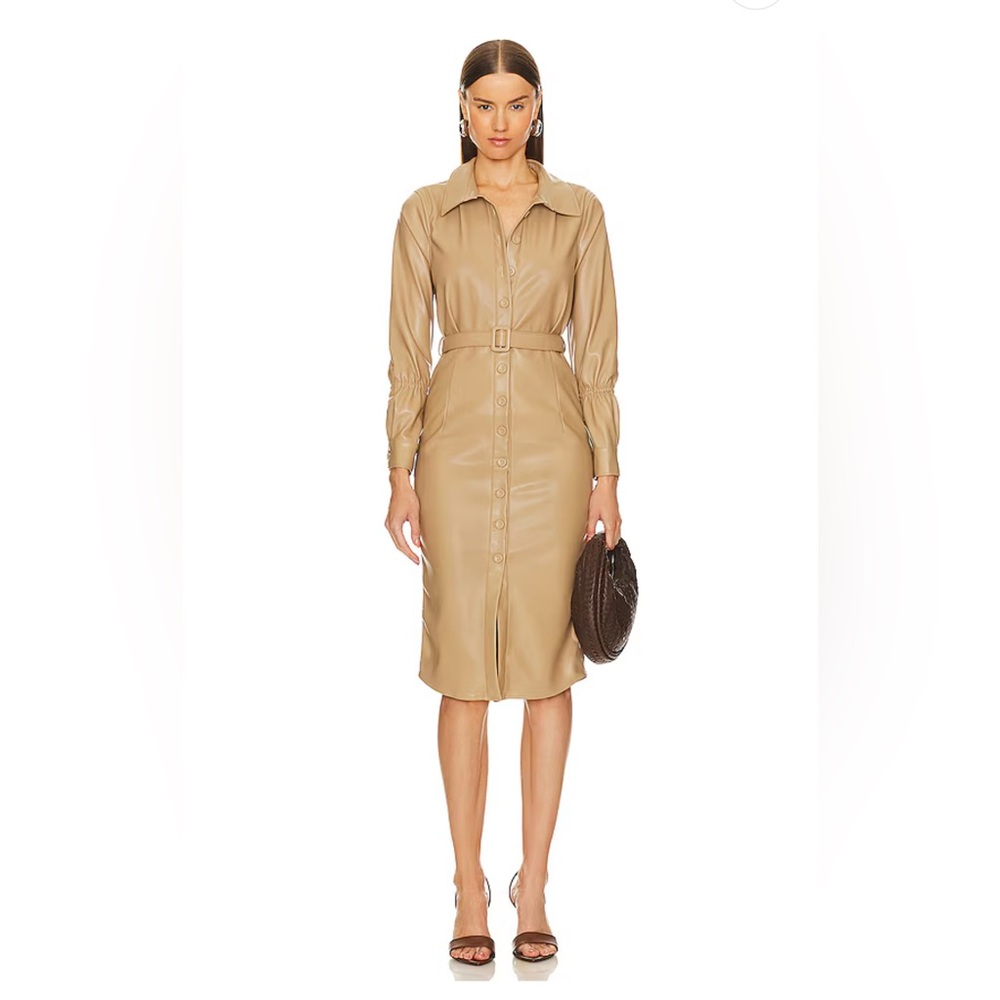 Heartloom Faux Leather Beige Dress